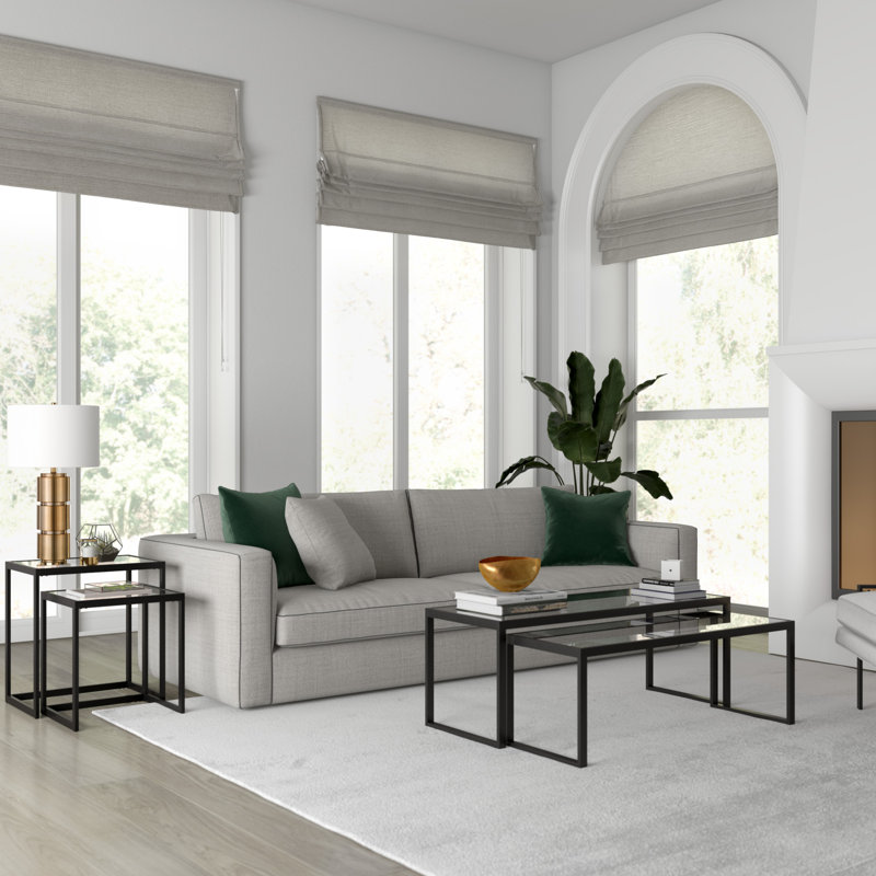 Glass Top Frame Nesting Tables, Black