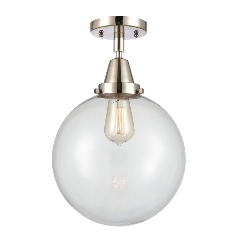 Plafonnier encastré en verre Amede, Clair, H 12,5 po x l 10 po x P 10 po, Nickel poli