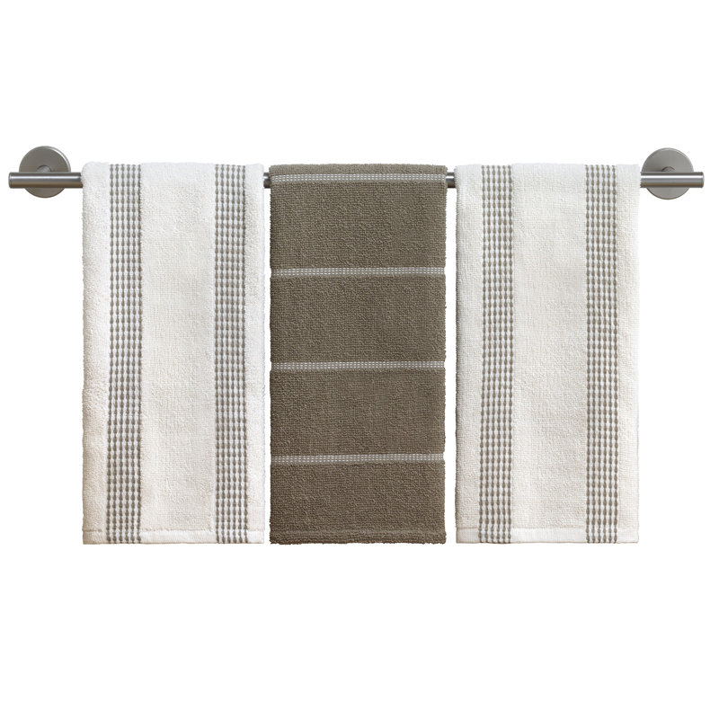 Izod Saybrook 3-Piece Kitchen Towel Set, Taupe