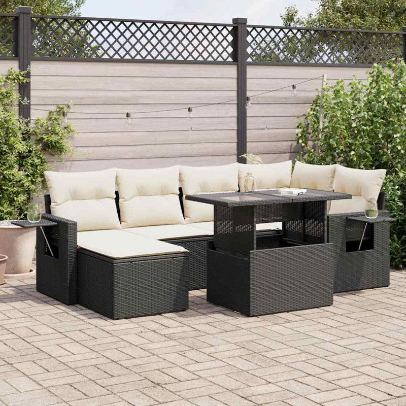Ensemble de canapé de jardin Vidaxl noir, blanc crème