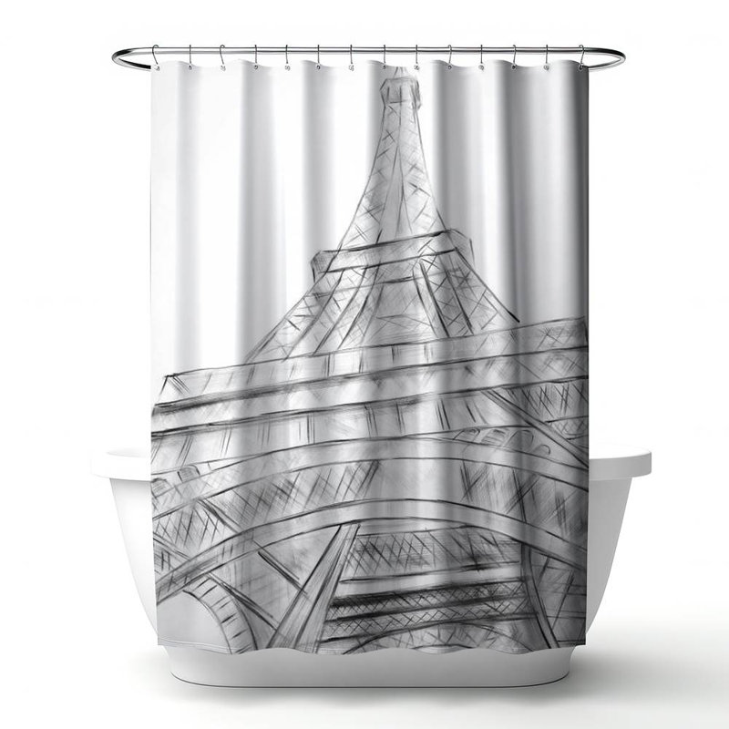Shower Curtain AR1 – Polyester Shower Curtain, Dye Sublimation Print, 71" W × 74" L