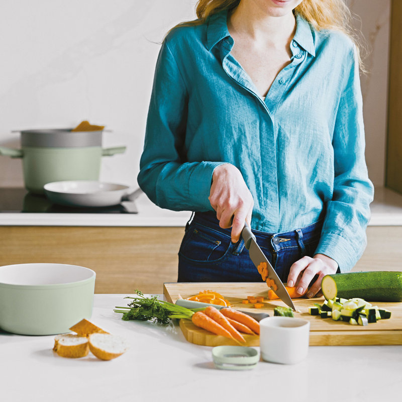 BergHOFF Balance Non-stick Stainless Steel 6Pc Knife Block Set, Recycled Material, Green
