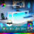 Integrated Charging & LED Gaming Desk with Monitor Stand, 180 Inch Melamine Desktop-1923535446