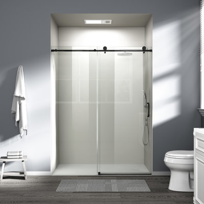 Single Sliding Shower Door 56" - 60" W X 76" H, 1/4" 6mm Tempered Glass, Adjustable For 56"60" Openings, Shatter-, Rust- Hardware H Bathroom W, 6mm Shatter- Film,