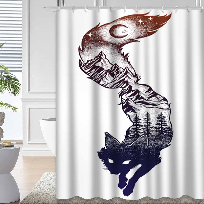 Rideau de douche avec 12 crochets Fox, L 72 po x l 72 po