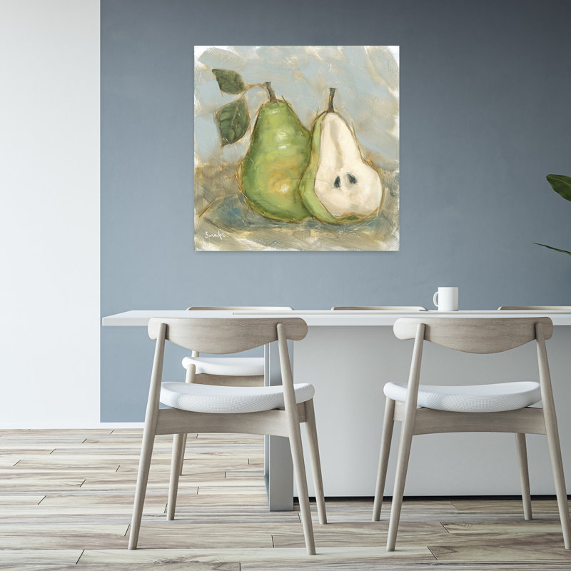 Poire rustique, art abstrait contemporain de fruits, H 32 po x l 32 po