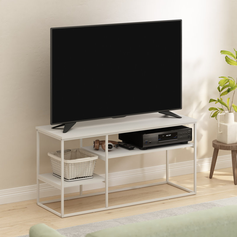 TV Stand for TVs, Blanc, 21.9" H x 60" W x 16" D
