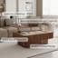 Table basse cannelée à plateau relevable avec rangement et hauteur réglable