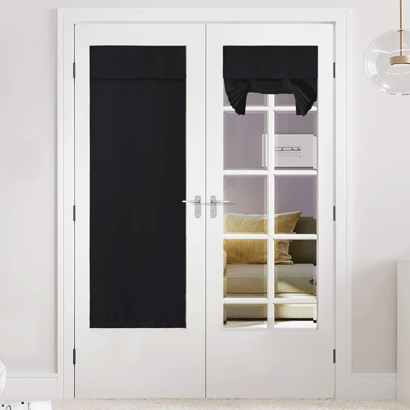 NICETOWN Door Curtains, Privacy Thermal Insulated Tie up Glass Shades, Easy to Install Front Door Curtain, 1 Panel, Black