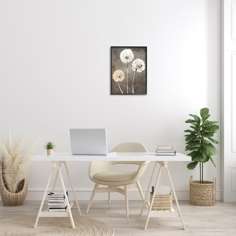 Fluffy Dandelion Plants Wildflower, Giclée encadrée noir minuit, H 20 po x l 16 po x P 1,5 po