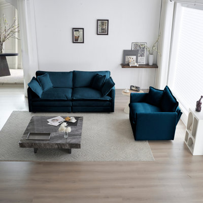 Ensemble de causeuse et de chaises 2 places Modern, ensemble de fauteuils et causeuse 2 pièces, canapé en chenille 2 pièces