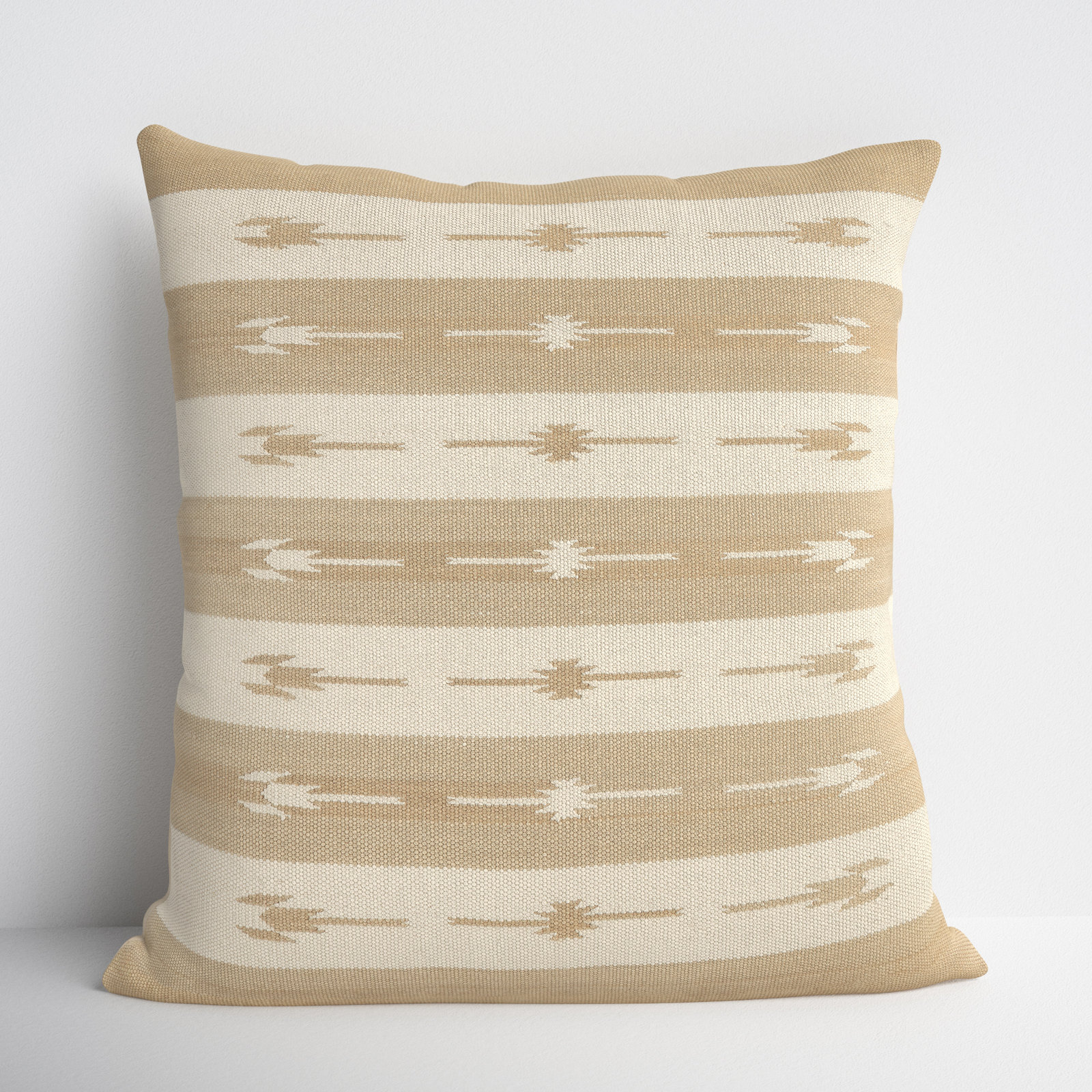 Estela Striped Cotton Throw Pillow, Taupe/Cream, Pillow Cover Only - No Insert