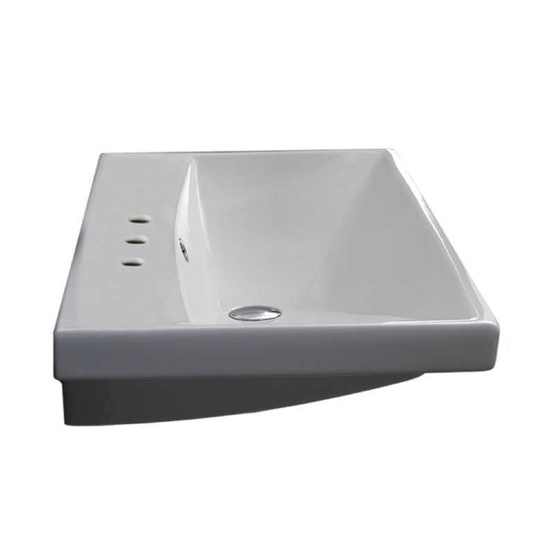 Elite 24'' White Ceramic Rectangular Wall Mount Bathroom Sink