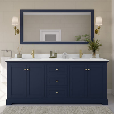 Avery 80'' Double Bathroom Vanity with Marble Top