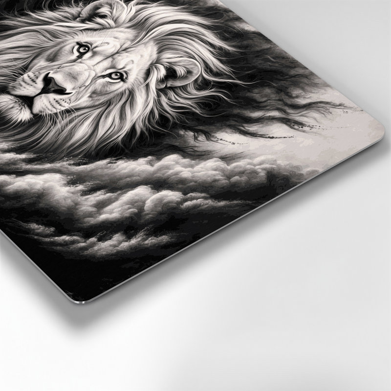 «Big Cats», lion blanc de Timbavati, art mural en métal noir, H 8 po x l 10 po