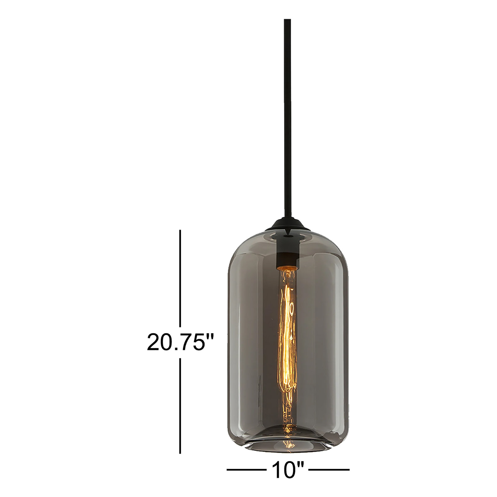 Troy District Dimmable Single Light Pendant, 20.75" H x 10" W x 10" D, Smoke