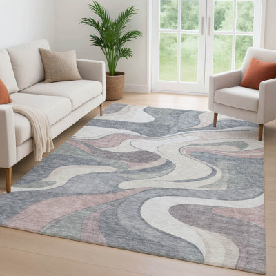 Premium Machine Washable Mayfield AMF2183 swirls Rug