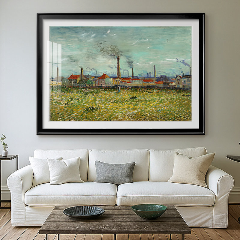 Usines à Clichy-Vincent van Gogh - reproduction d'art avec passe-partout et verre - 1887, 26.5x36.5, Framed Print, Black