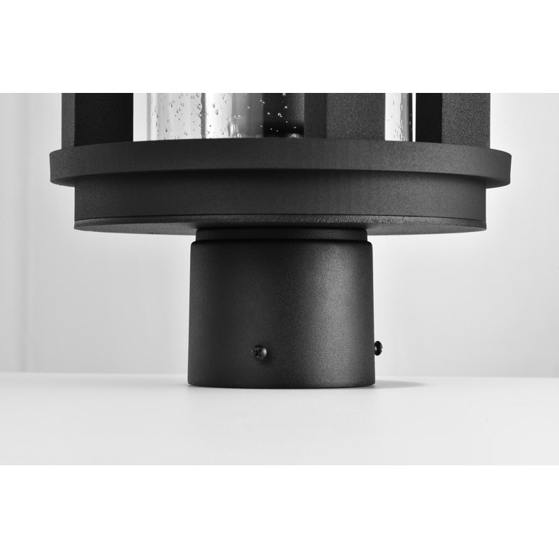 Ablakat - dessus de poteau 1 lumière - noir mat avec verre bullé transparent