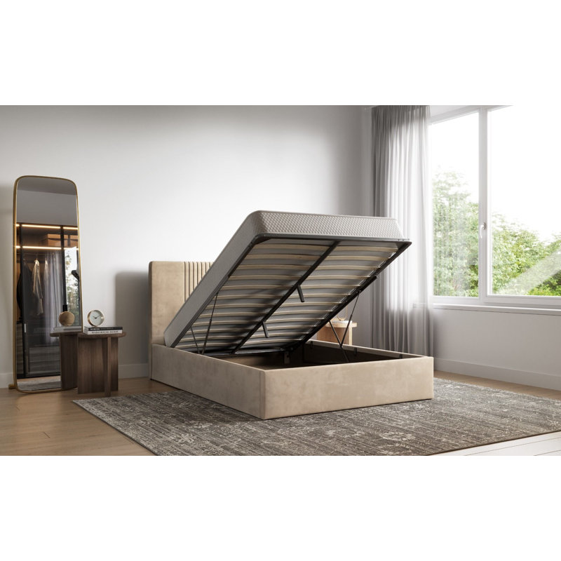 Upholstered Velvet Lift Up Storage Bed
