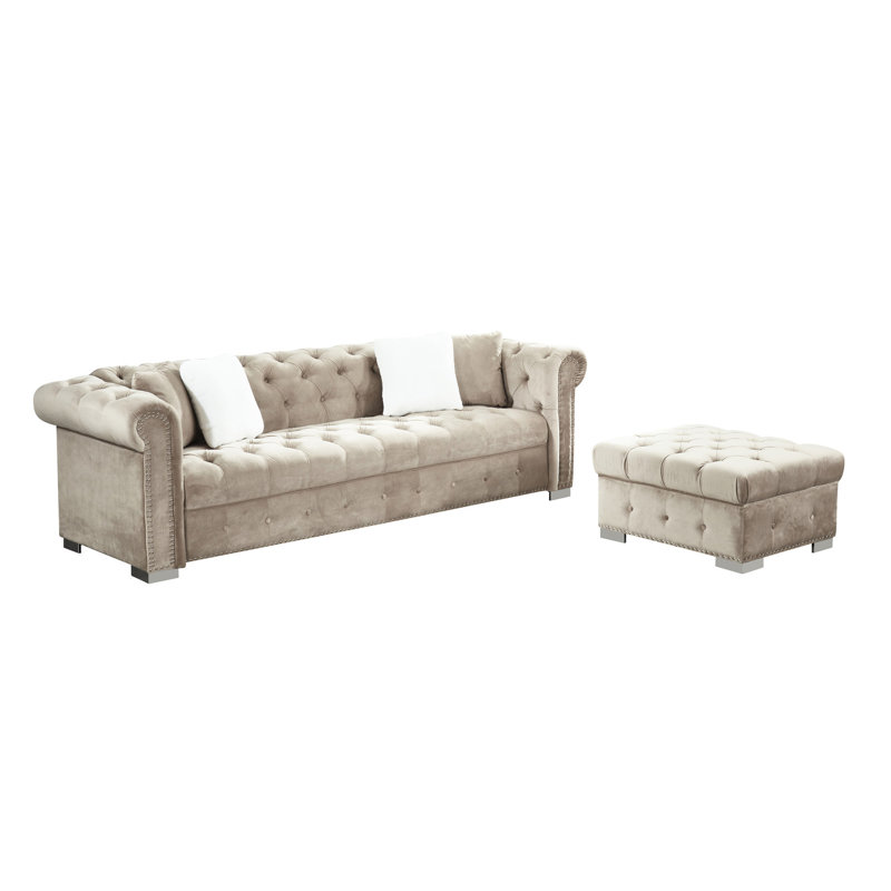 Canapé modulaire à 4 places: velours en forme de L avec tissu doux et structure de base robuste