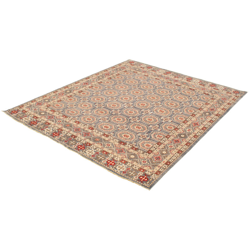 Tapis de la surface en laine bleu denim 8 pi 1 po x 9 pi 9 po à la main one-of-kind-noué la 2010 Yaak