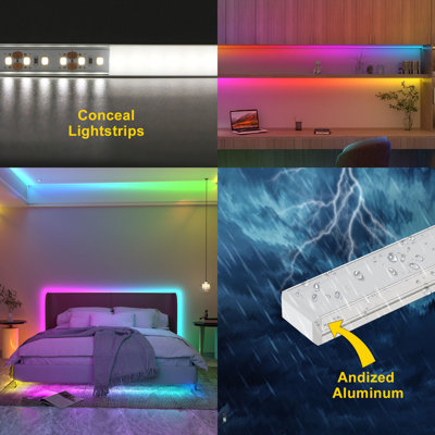 VST 1ft Aluminum U-Shaped LED Light Strip Channel (with Cover), Pack of 6