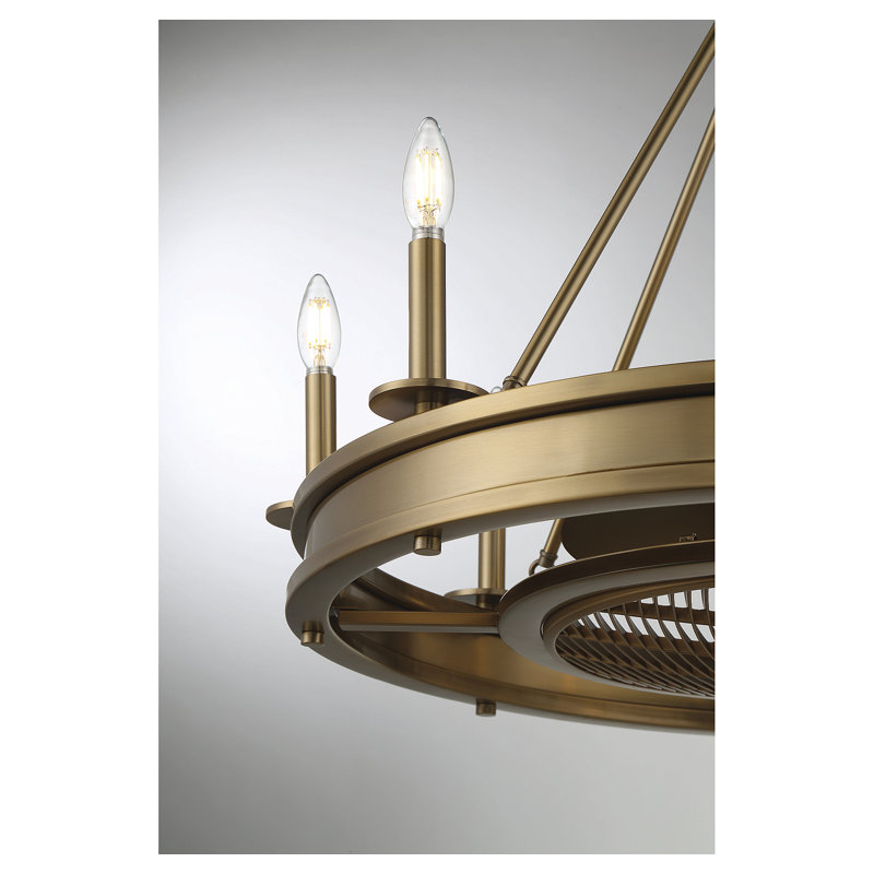 Taylorsville 30" 8-Light Fandelier with Remote Control, Warm Brass