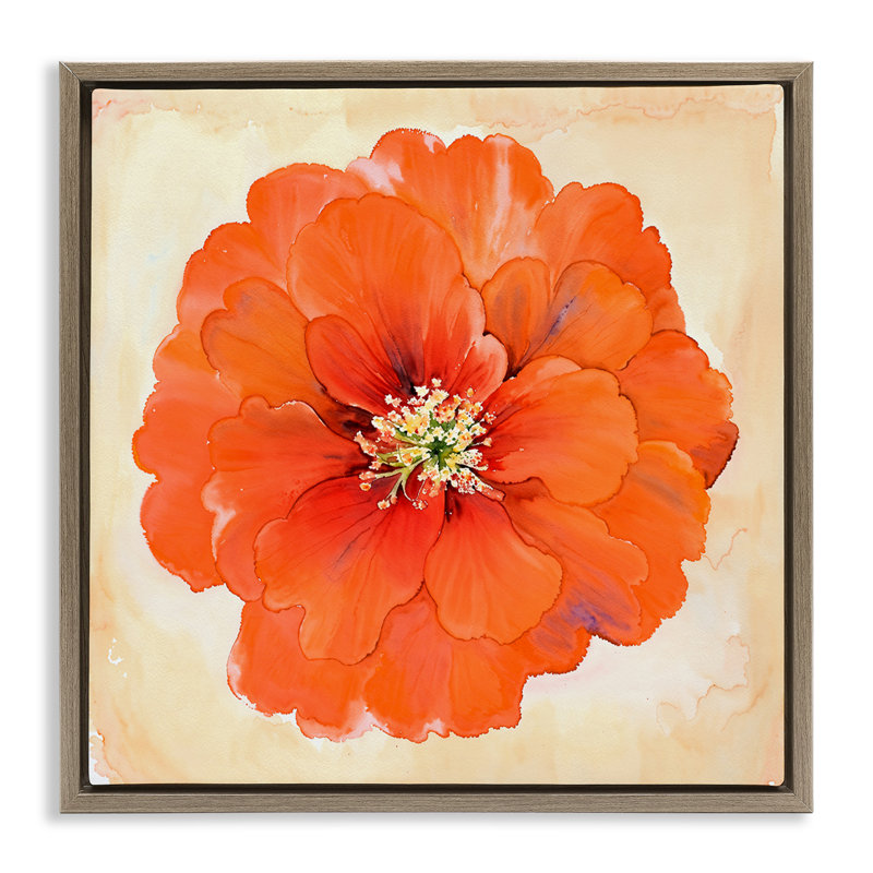 "Mixed Media Flowers", art mural encadré par Christine Zalewski, Cadre flottant orme Montalcino, H 18 po x l 18 po