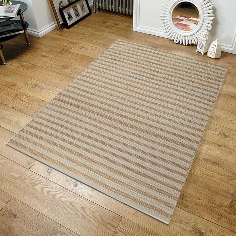 Tapis rayé brun et beige Riviera, Rectangle 2 pi x 3 pi