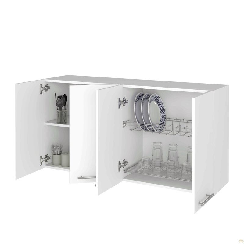 Armoire de cuisine Durham, quatre portes, Blanc