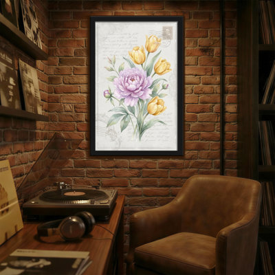 Plants & Flowers Floral Tulip Peony Vintage Script Background Design