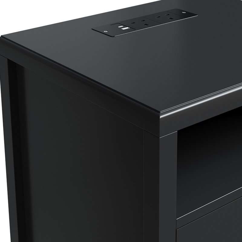 48cm W Manufactured Wood Bedside Table, Black