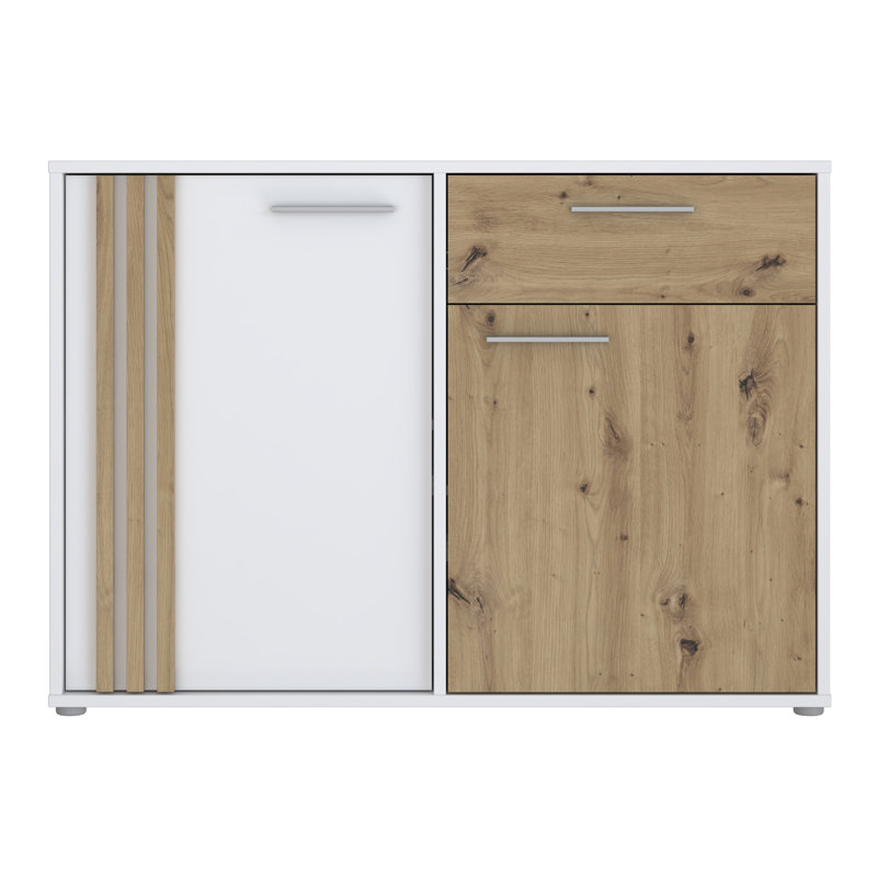 Shloak Standard Accent Chest, Chrome, White/Beige