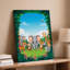 Toile, scène de jungle animée et animée avec une variété d'art mural adorable comprenant deux éléphants joyeux-1235200551