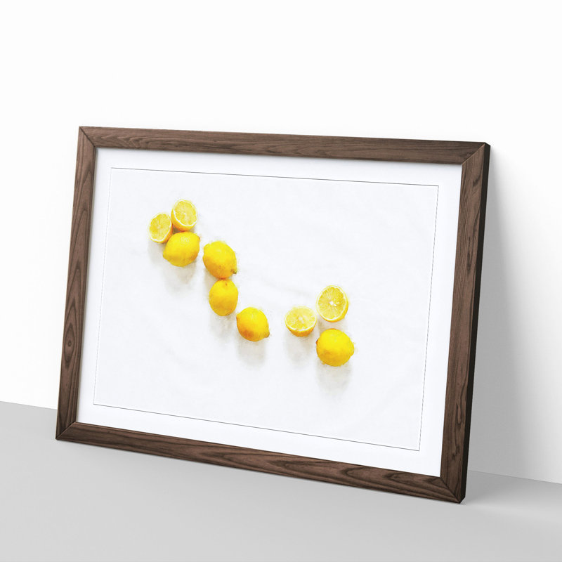Lemon Fruit - Picture Frame Graphic Art Print, 33cm H x 45cm W x 2cm D, Walnut Framed