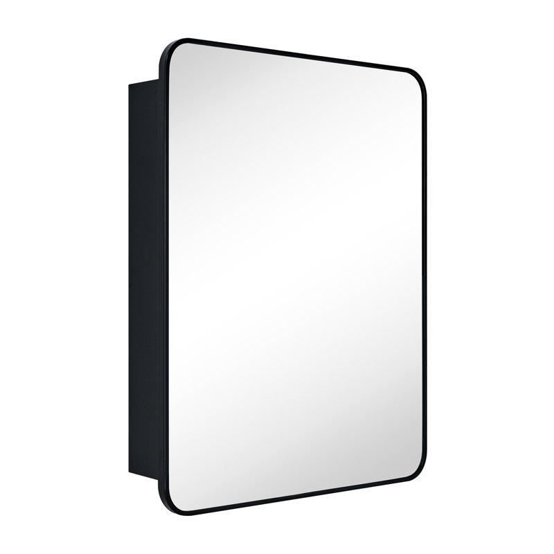 Armoire à pharmacie encastrée ou à fixation en surface avec tablettes réglables Garnes, H 30 po x l 24 po x P 4,84 po, Noir
