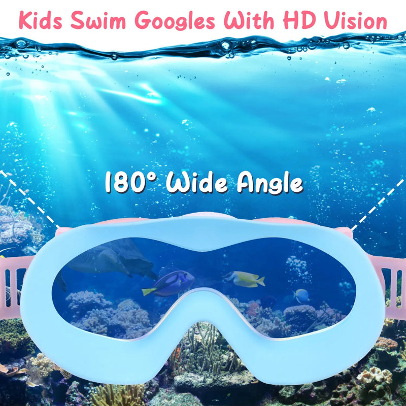 Lunettes anti-buée pour enfants UV - 3 à 16 ans, étanches, sangle en silicone confortable, Bleu/jaune