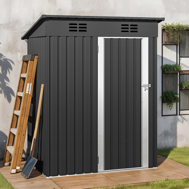 2.46' W X 1.82' D X 5.94'H Galvanized Steel Storage Shed, Gray