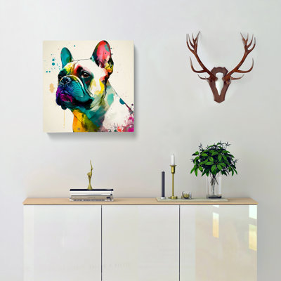 French Bulldog Abstract Art - Wrapped Canvas
