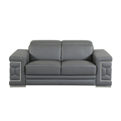 Aiesrom Genuine Top Grain Italian Leather Pillow Top Arm Sofa