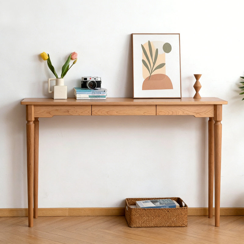 Console de style chinois moderne et classique, H 33,5 po x l 47,2 po x P 13,8 po, Cerisier