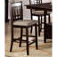 De 2 chaises de salle à manger, finition brune, comptoir en bois massif, assise rembourrée à hauteur d'assise, structure, motif géométrique