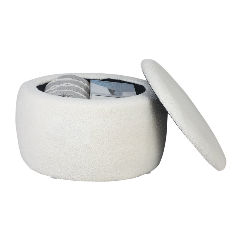 Etai 23" width Upholstered Storage Ottoman, White 100% Polyester