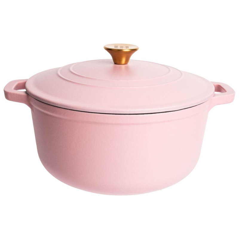 Cocotte ronde en fonte émaillée Lexi Home, 6 pintes, Rose