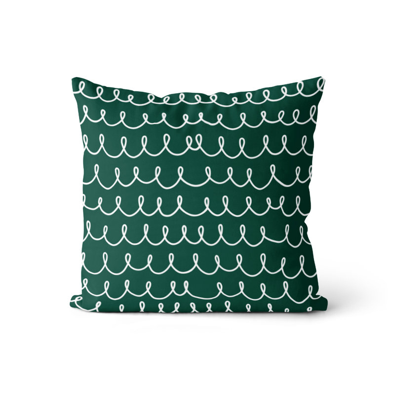 Housse et insert d'oreiller carré, Vert chasseur / blanc