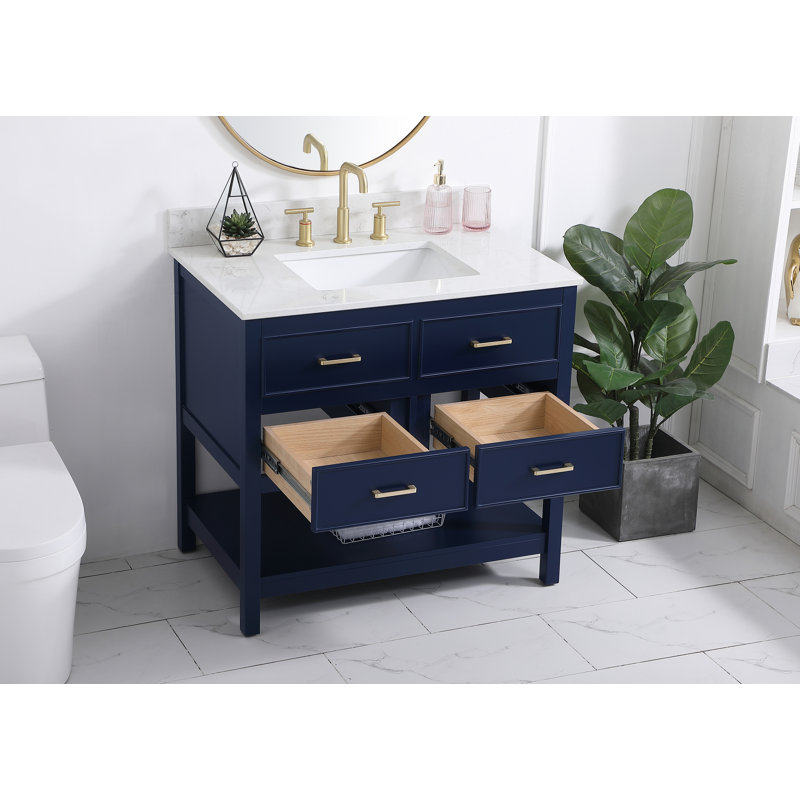 Ensemble de meuble-lavabo simple 36 po Sinclaire, Bleu