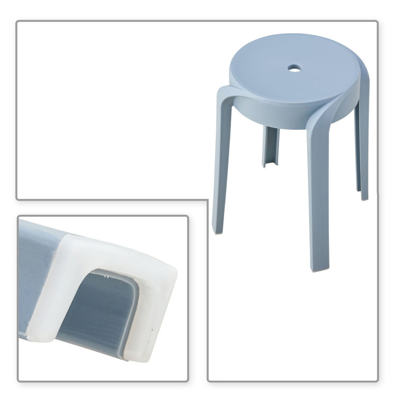 Nathalye Lightweight and Stackable Plastic Accent Stools, 6 Pcs/Set, For Indoor/Outdoor Use, Dusty Blue