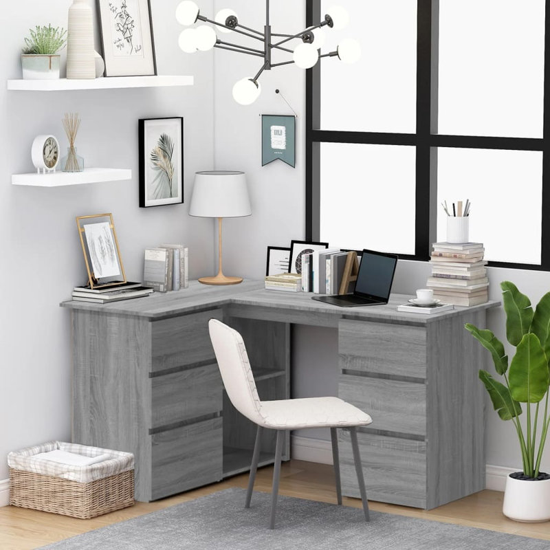 Abdirizaq Corner Computer Desk, Grey Sonoma
