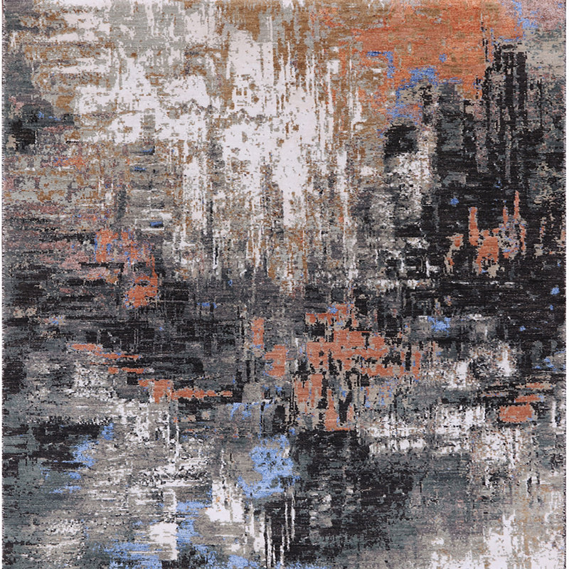 Abstract Indoor Rug, Square 6'